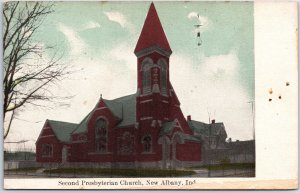 VINTAGE POSTCARD THE SECOND PRESBYTERIAN CHURCH AT NEW ALBANY INDIANA 1910s