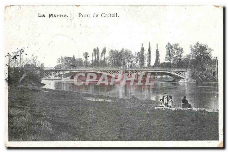 Old Postcard The Bridge Marne Creteil