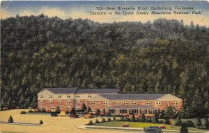 Gatlinburg Tennessee 1950s Postcard New Riverside Hotel Cars