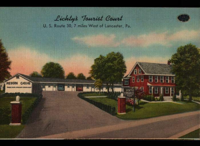 Lancaster PA Lichtys Tourist Court Motel Rt 30 Postcard B02