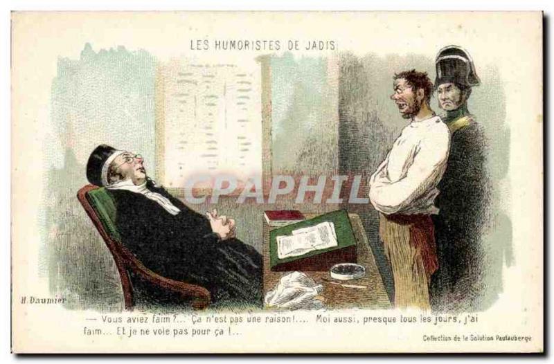 Old Postcard The humourists Jadis Daumier (forcat policeman robber)