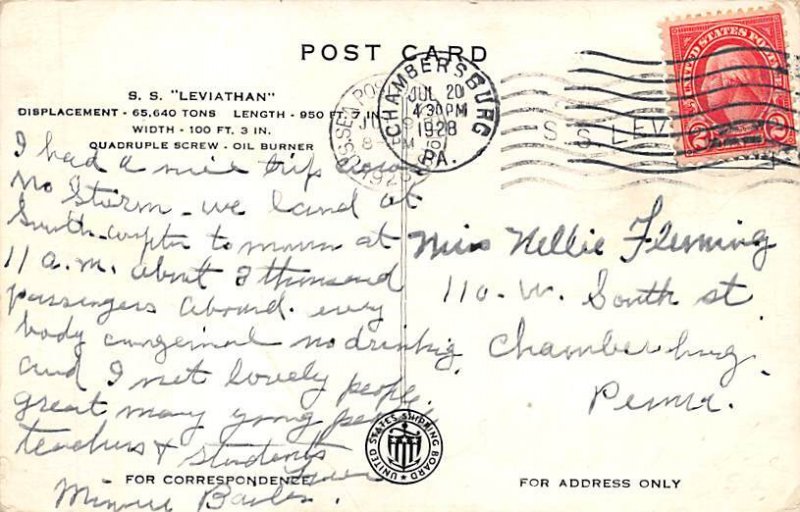 SS Leviathan United States Line 1928 
