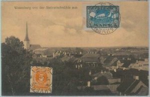 79738 - ESTONIA - Imperf Stamps on VINTAGE POSTCARD:  Rakvere WESENBERG