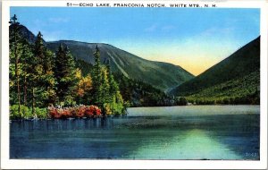 Echo Lake Franconia Notch White Mountains New Hampshire WB WOB Postcard 