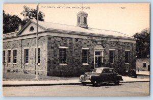 Weymouth Massachusetts Postcard Post Office Building Classic Cars 1940 Unposted