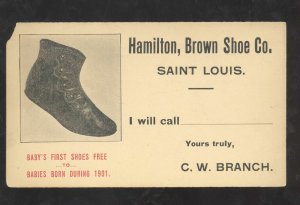 ST. LOUIS MISSOURI HAMILTON BROWN SHOE COMPANY VINTAGE ADVERTISING POSTCARD