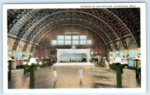 SAUGATUCK, MI Michigan~ Interior of BIG PAVILION c1920s  Allegan County Postcard