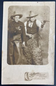 Mint USA RPPC Postcard Cowboys Shooting Nemecks Crescent Studio