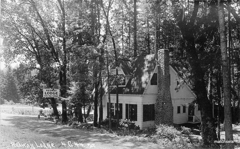 1930s Redwood Lodge Coffee Shop Cottages GARBERVILLE CA RPPC Real Photo 5202