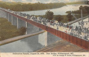 F79/ Williamsport Maryland Postcard 1918 Dedication Parade New Bridge