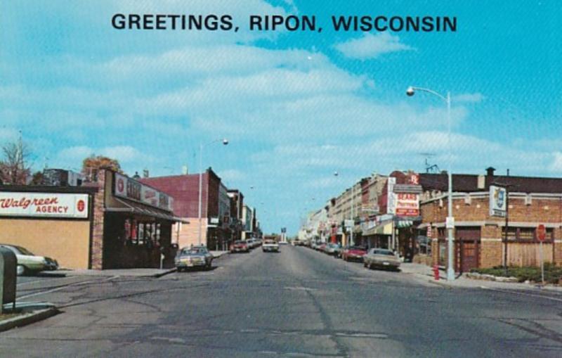 Wisconsin Greetings From Ripon Showing Watson Street