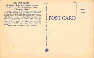 Owl Lodge Motel Benson Highway US 80 Tucson Arizona linen postcard