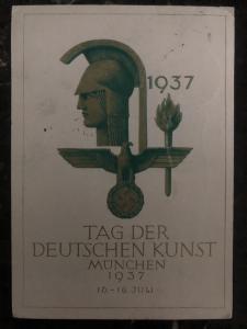 1937 Munich Germany Postcard  Propaganda cover Day of german art festival