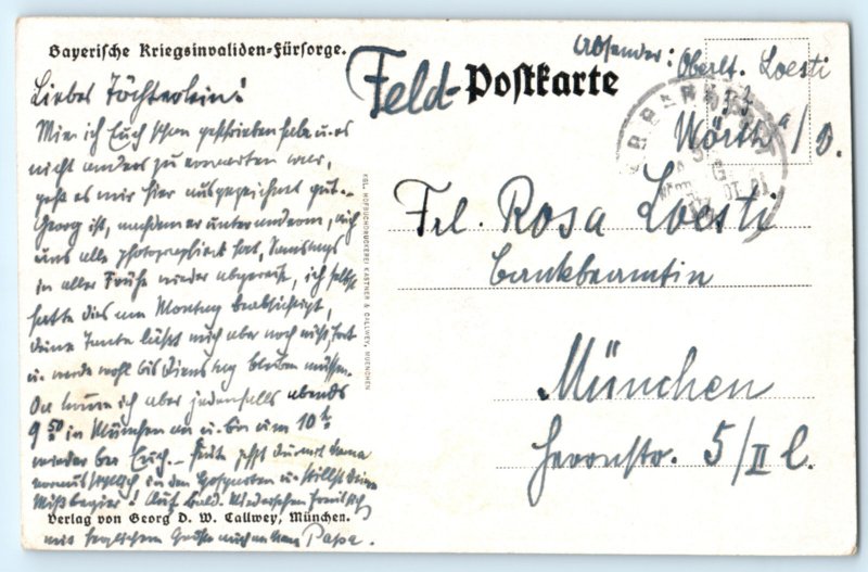 WWI German Bavarian Soldier Propaganda Postcard