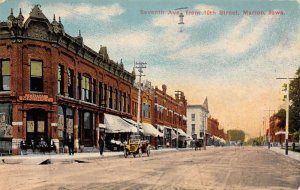 Marion Iowa scene on Seventh Avenue antique pc DD7438