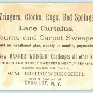 c1880s Syracuse, NY Bridenbecker Merchant Victorian Trade Card Wringers etc. C24