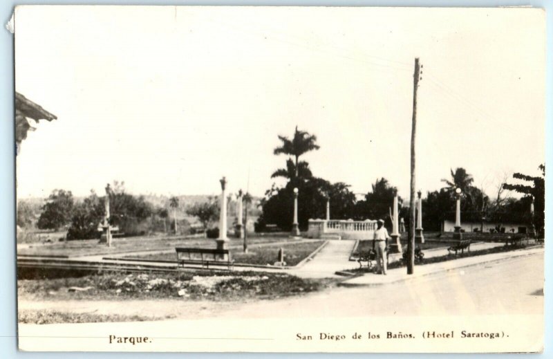 Parque San Diego DE Los Banos Cuba Real Photo RPPC Postcard (Q25)