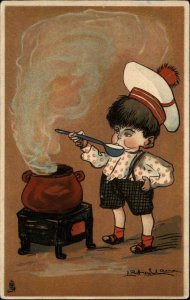Little Boy Chef Cooking TUCK Komische Kiner #305B c1910 Postcard