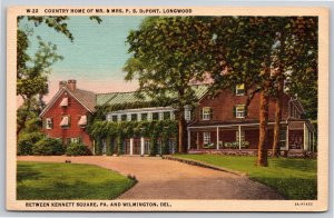 Longwood Delaware~Country Home Of Mr & Mrs PS DuPont~Vintage Linen Postcard