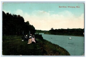 c1910 Scene of Red River Winnipeg Manitoba Canada Posted Antique Postcard