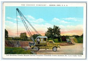 1939 The Osgood Company Marion OH, Truck Crane Clamshell Advertising Postcard