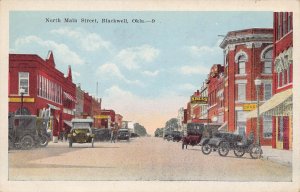 North Main Street Kress Drug Store Signs Cars Blackwell Oklahoma 1920s postcard