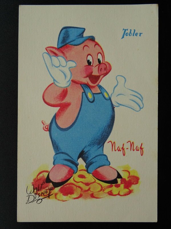 French Walt Disney Character NAF NAF c1950s Postcard by Tobler Chocolats