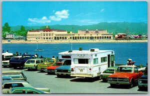 Santa Cruz California 1980 Postcard Exiting Casino And Boardwalk Cars VW Camper