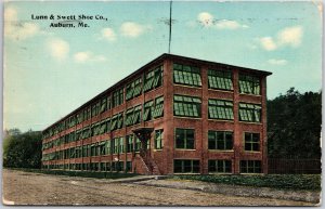 1915 Lunn & Swett Shoe Company Auburn Maine Roadway & Building Posted Postcard