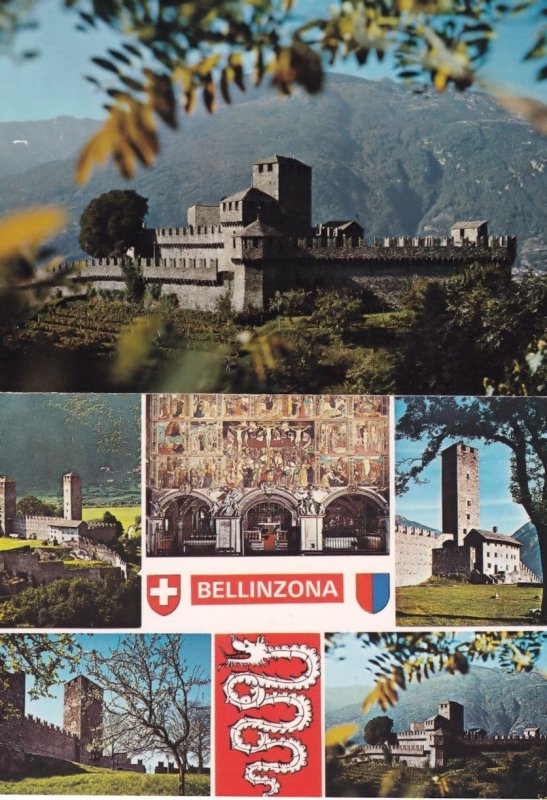 Bellinzona Castle Castel Grande Castello Di Montebello 2x Italy Postcard s