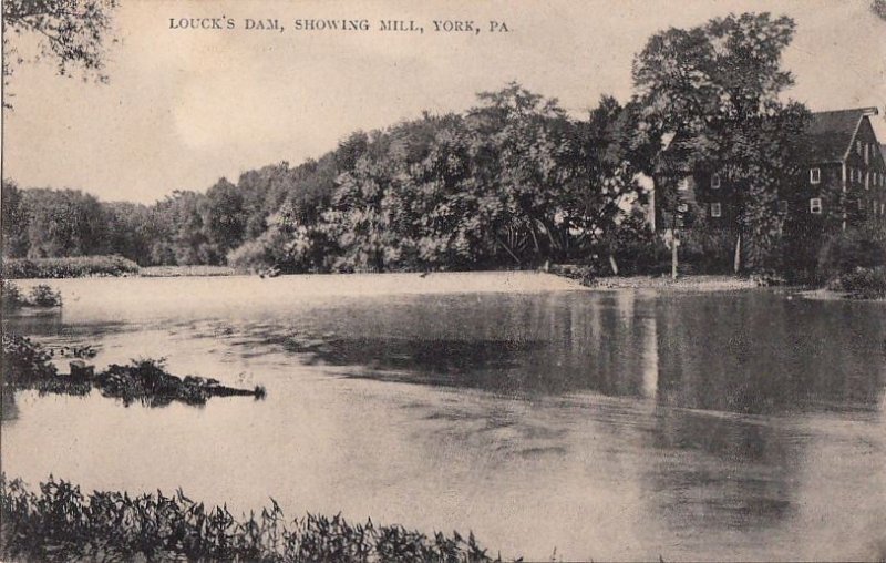 Postcard Louck's Dam Showing Mill York PA