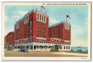 Hotel Racine Building Exterior Scene On Lake Michigan Wisconsin WI Postcard 