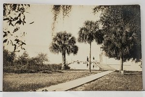 RPPC Palm Trees Pier Victorians Real Photo c1915 Postcard G6