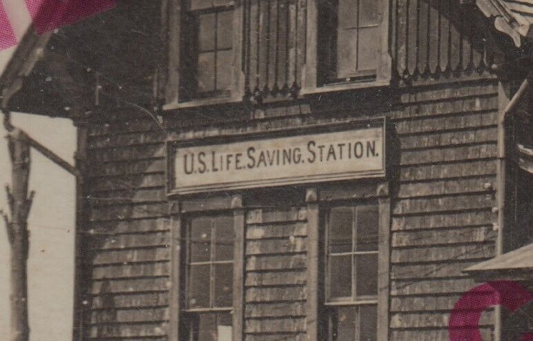Seaford NEW YORK RPPC 1908 LIFE SAVING STATION USLSS Coast Guard LONG ISLAND NY