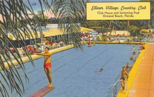 LP94 Ormond Beach  Florida Postcard Ellinor Village Country Club Swimming Pool