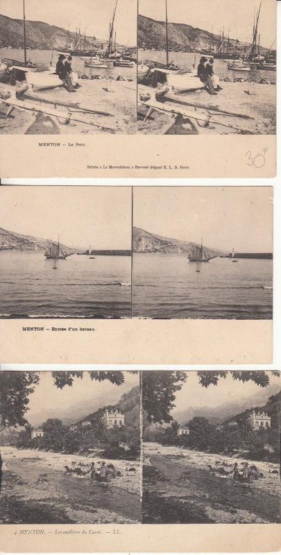 Lot 3 early stereo images stereographic views all MENTON France