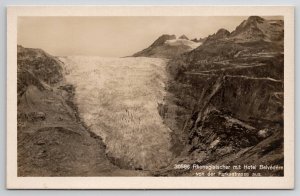 Switzerland RPPC Rhone Galcier With Hotel Belvedere Postcard A46