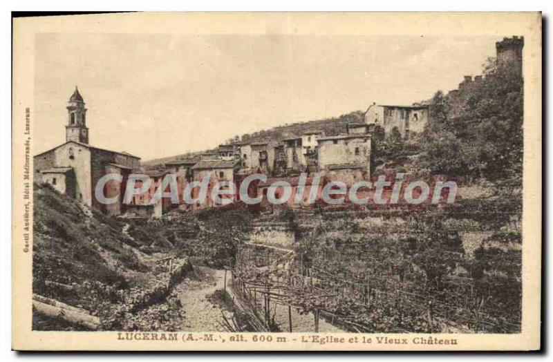 Old Postcard Luceram The Church And The Old Castle