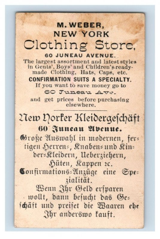 1880s M. Weber Clothing Store In German & English Yellow Rose P156