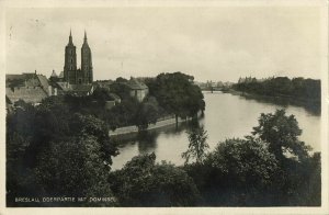 poland, WROCŁAW BRESLAU, Oderpartie mit Dominsel (1922) RPPC Postcard