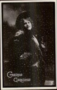 Christmas - Beautiful Woman in Snowstorm TUCK C363 Real Photo Postcard