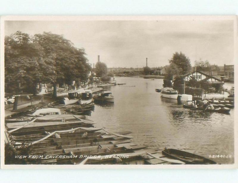 old rppc NICE VIEW Caversham Bridge In Reading - Berkshire England UK i2487