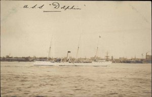 US Navl Ship USS Dolphin at La Guaira Venezuela c1915 Real Photo Postcard