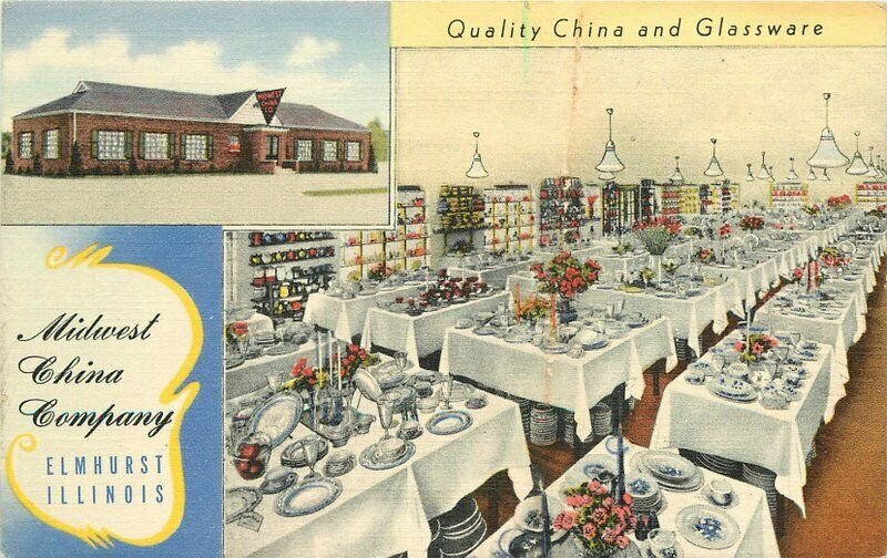 1930s Elmhurst Illinois Midwest China Company Advertising Linen Teich Postcard