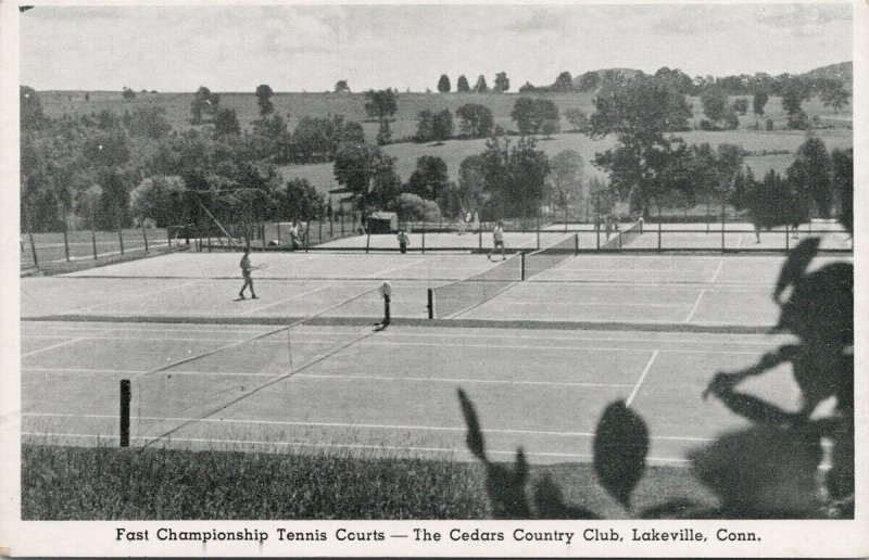Lakeville CT The Cedars Country Club Tennis Courts Unused Litho Postcard E94