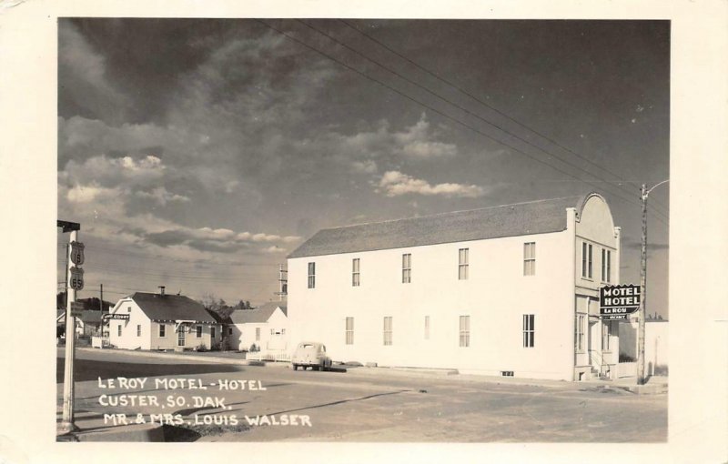 RPPC Leroy Motel-Hotel Custer, South Dakota Mr & Mrs Louis Walser Postcard 1950s