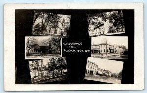 RPPC MILTON JUNCTION, WI Wisconsin ~ RAILROAD DEPOT Street Scene c1920s Postcard