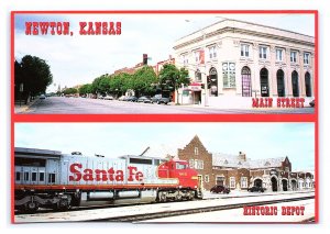 Newton Kansas Main Street Historic Depot Continental Multi View Postcard