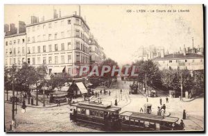 Old Postcard Tram Lyon during freedom