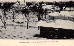 Palestine Illinois Looking South from Train Station Postcard AA43049